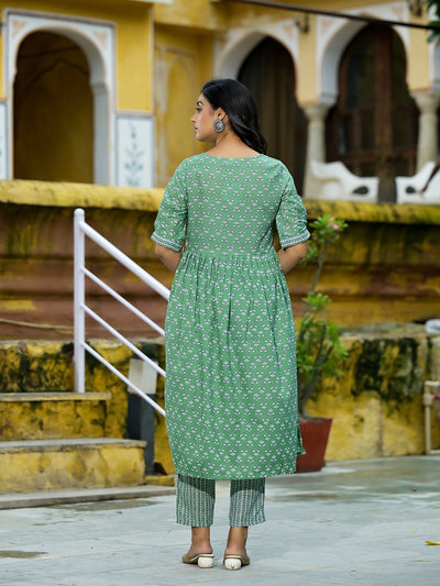 Mint Green A-Line Nyra Kurta pant Suit Set with Dupatta