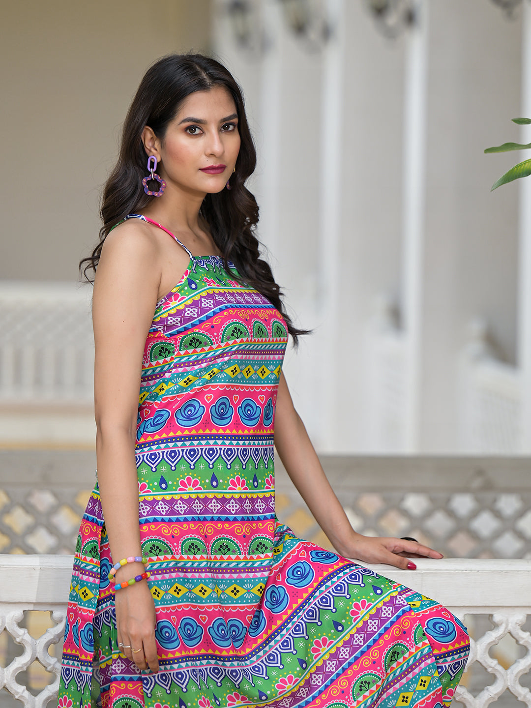 Multicolor Kurta Set with noodle Strap