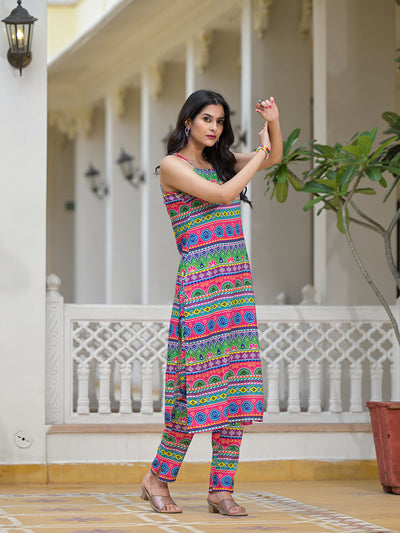 Multicolor Kurta Set with noodle Strap