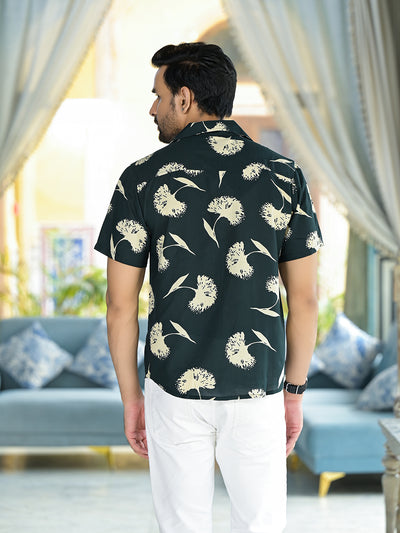 Olive Floral Printed Shirt