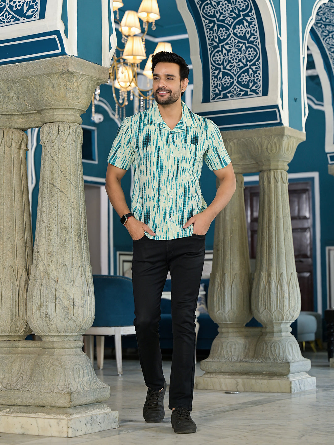 Blue Shibori Print Kantha Shirt