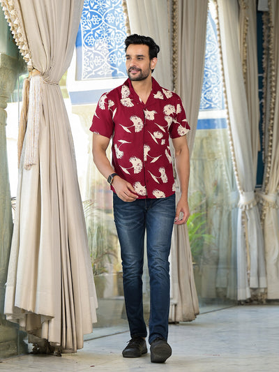 Maroon Floral Printed Shirt