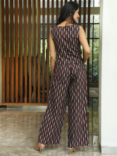 Black Ikat Co-Ord Set With Jacket