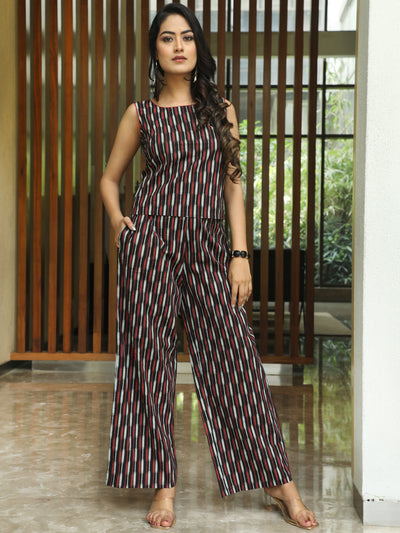 Black Ikat Co-Ord Set With Jacket