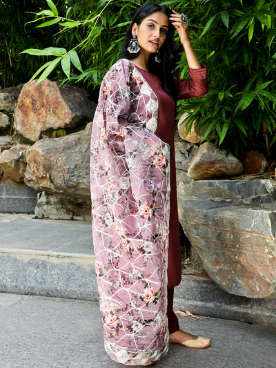 Brown Sequin Kurta Palazzo With Gota Work Dupatta