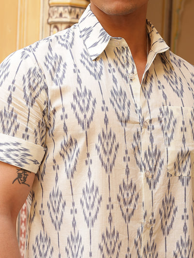 Cream Ethnic Motifs Shirt