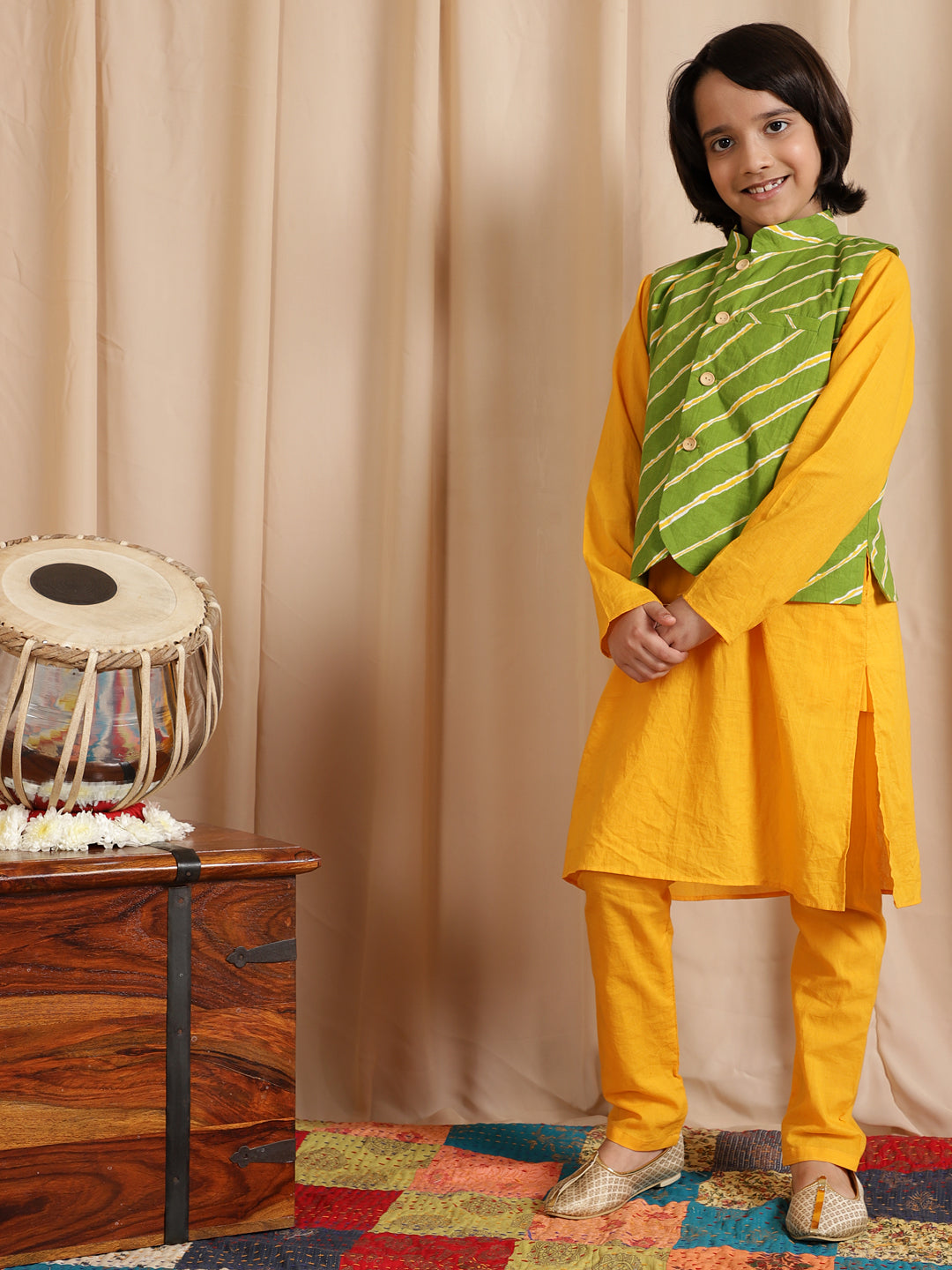 Yellow Kurta Pant With Nehru Jacket