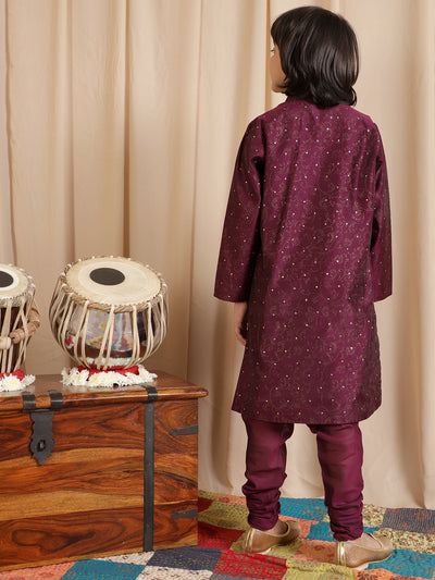 Purple Printed Sherwani With Churidar