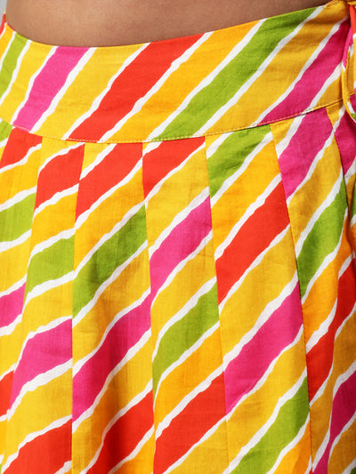 Multicolor Striped Lehenga Choli With Dupatta