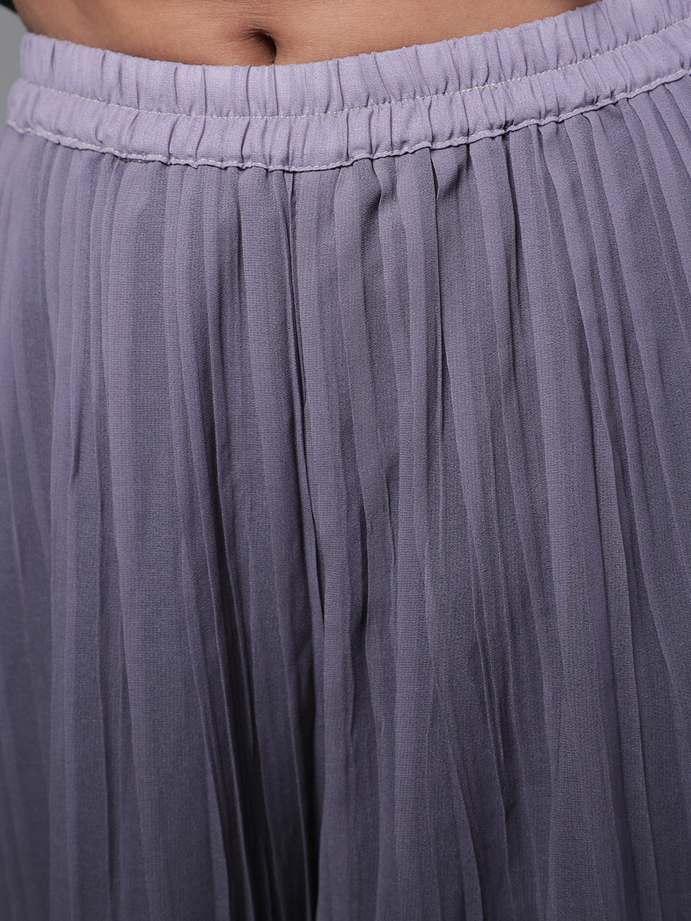 Grey Pleated Top With Palazzo