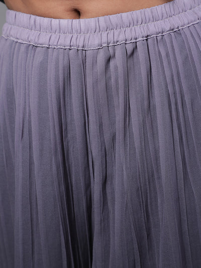 Grey Pleated Top With Palazzo