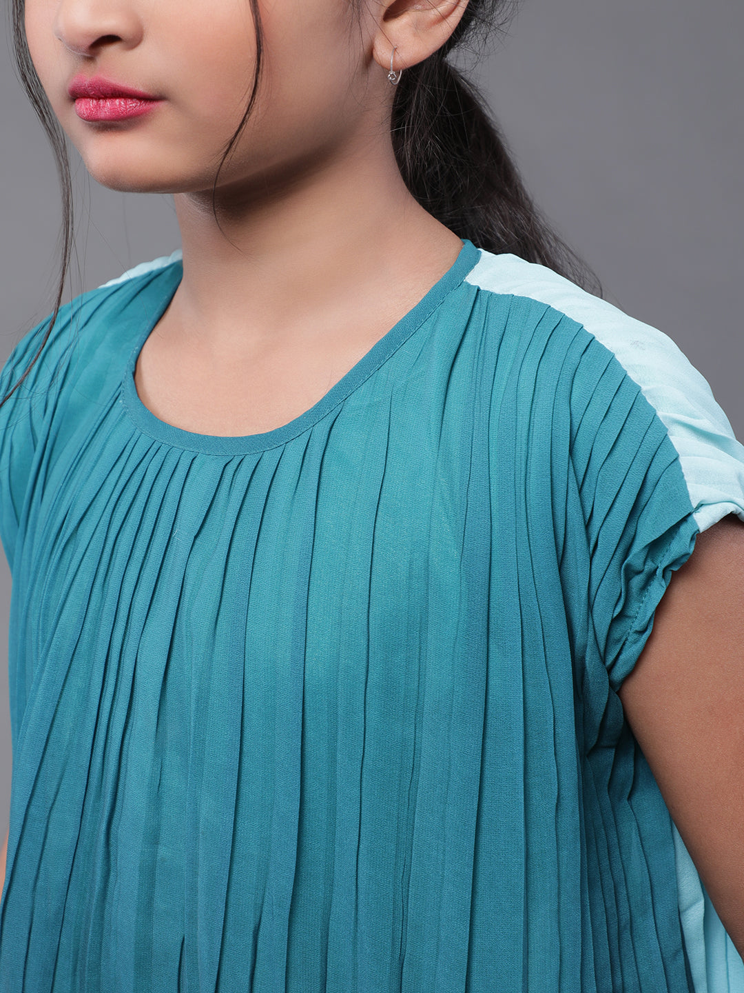 Green Pleated Top With Palazzo