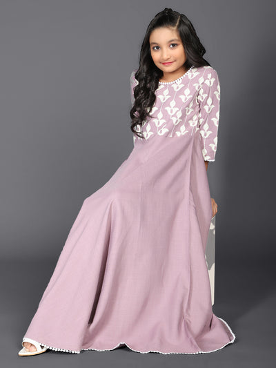 Lavender Embroidered Flared Maxi Dress
