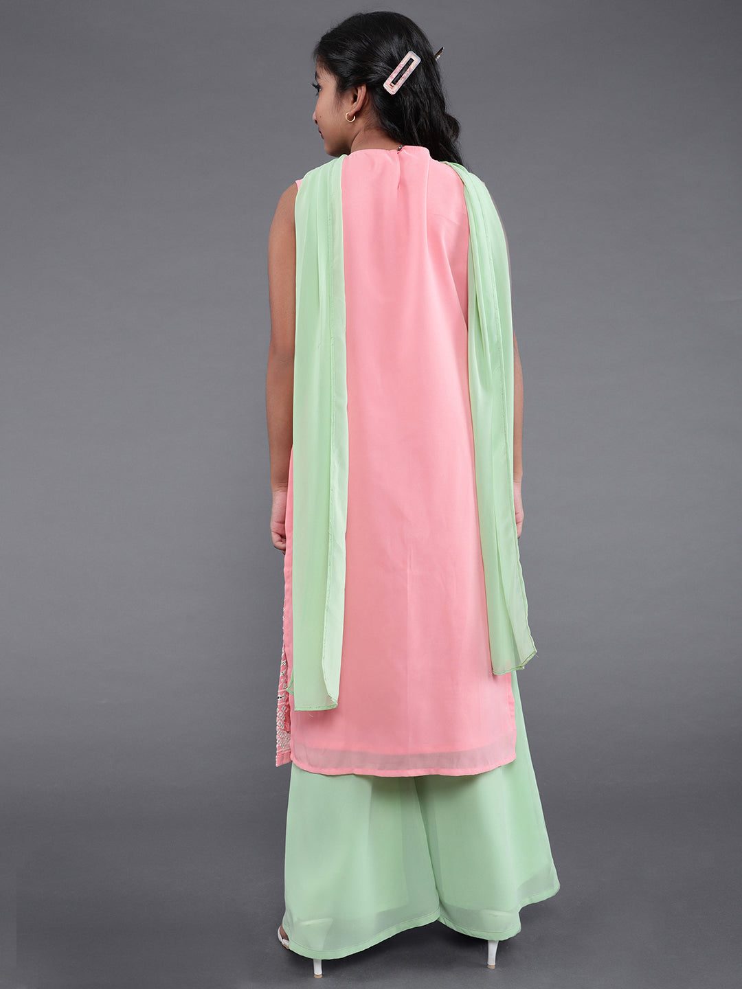 Pink Embellished Kurta Palazzo With Dupatta