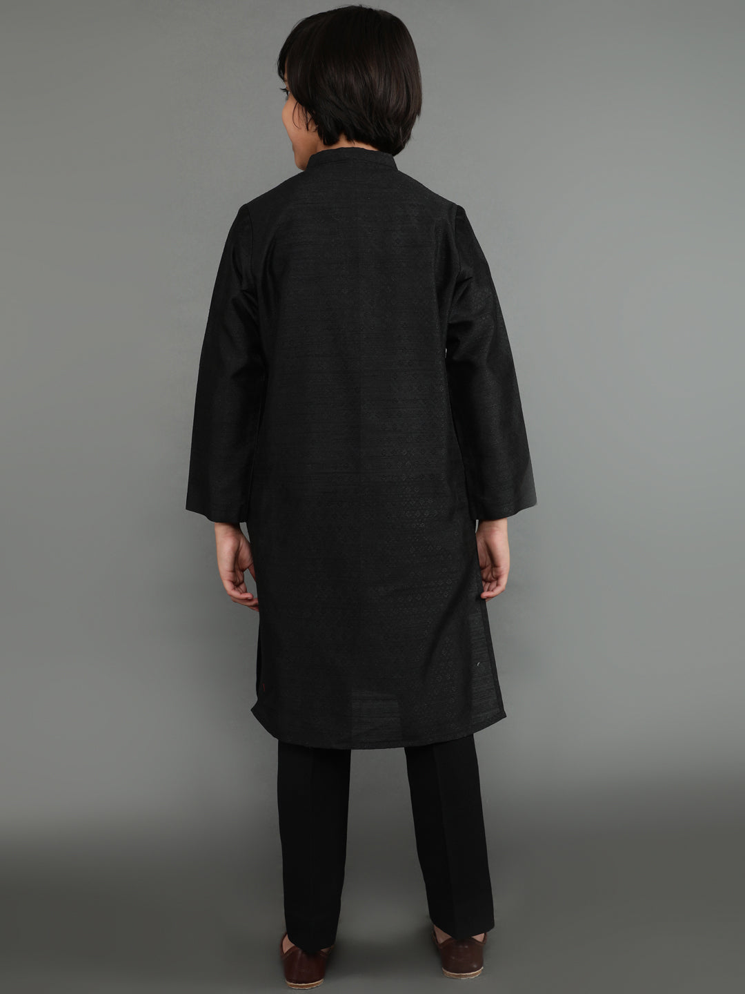 Black Self Designed Kurta