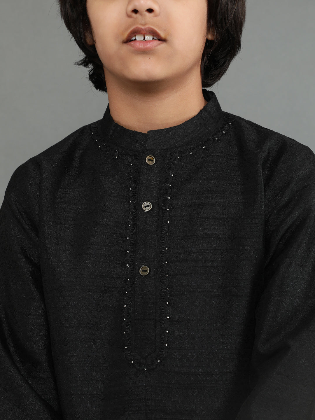 Black Self Designed Kurta