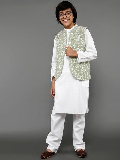 White Kurta Pant With Nehru Jacket