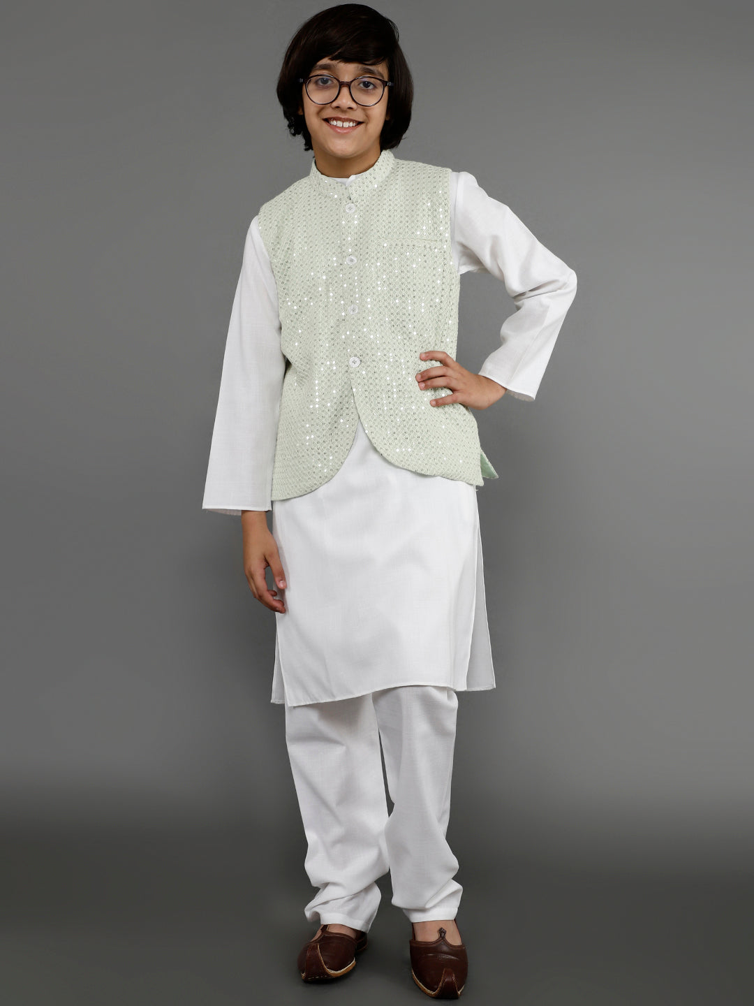 White Kurta Pant With Nehru Jacket