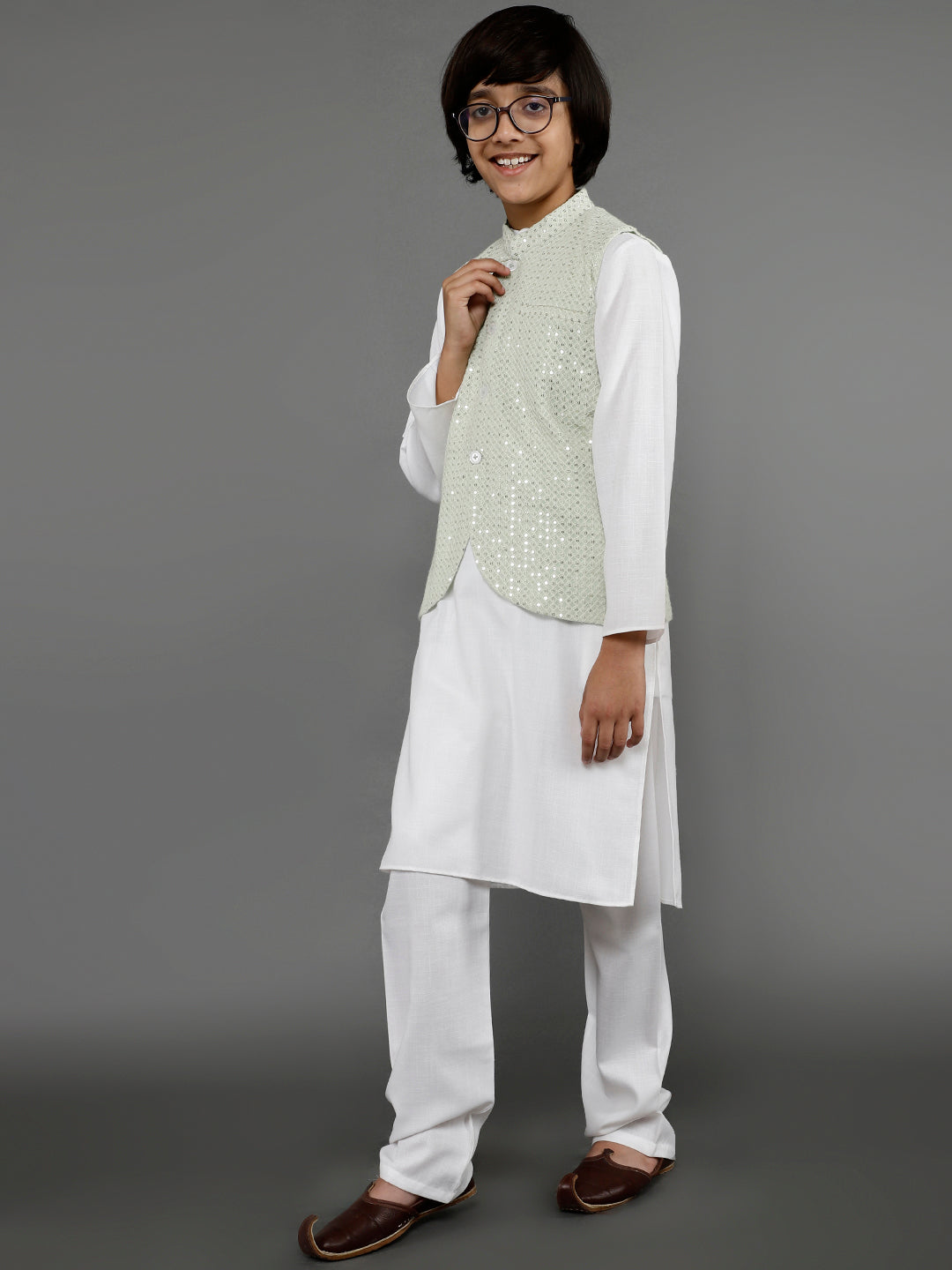 White Kurta Pant With Nehru Jacket