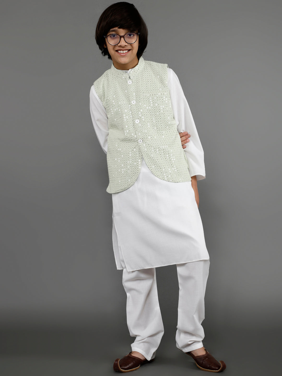 White Kurta Pant With Nehru Jacket