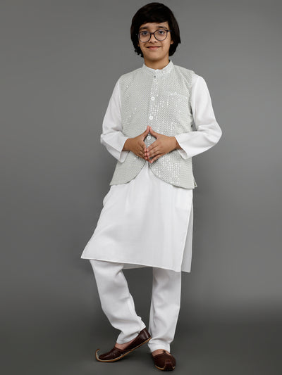 White Kurta Pant With Nehru Jacket
