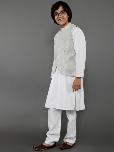 White Kurta Pant With Nehru Jacket