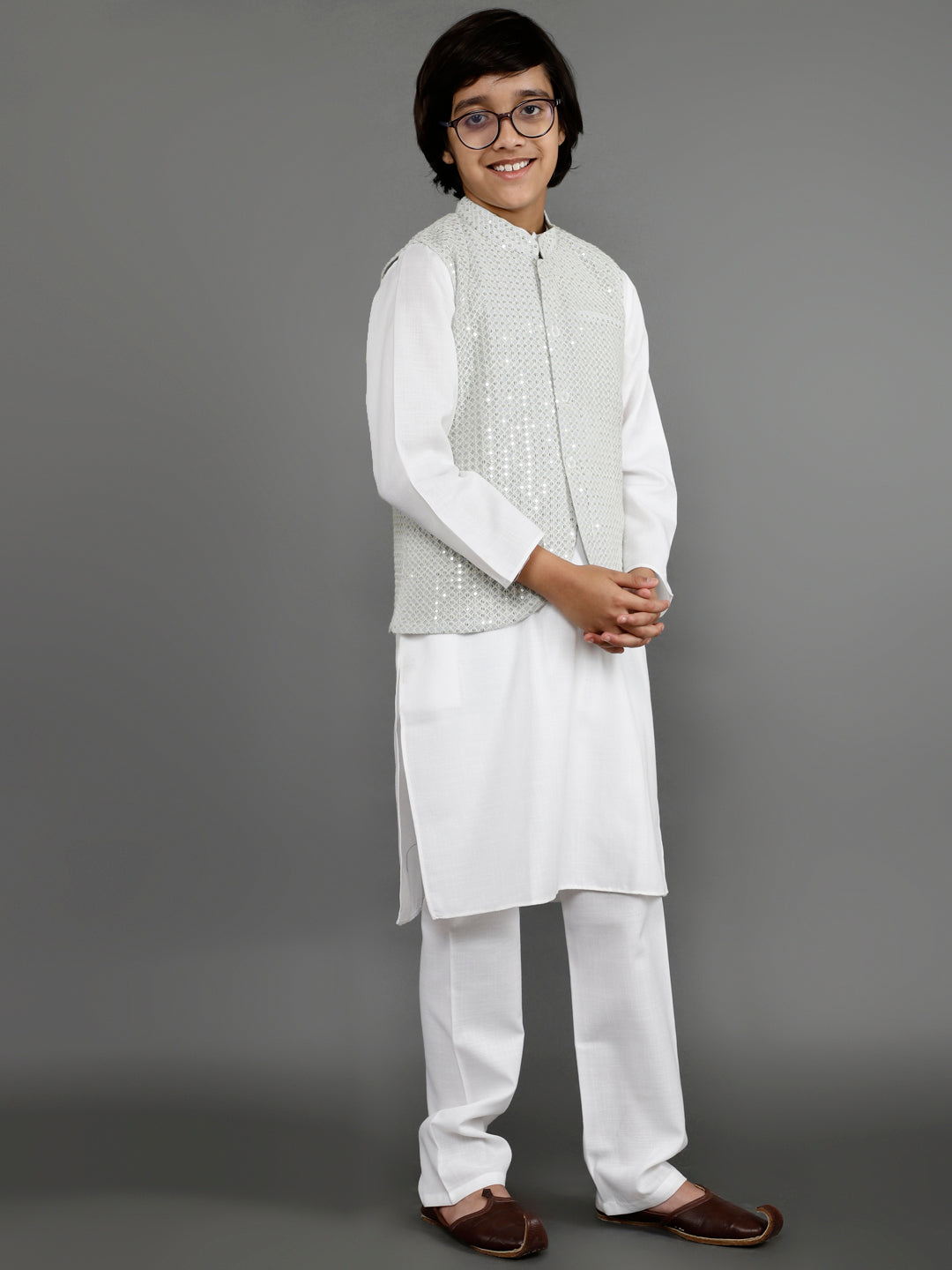 White Kurta Pant With Nehru Jacket