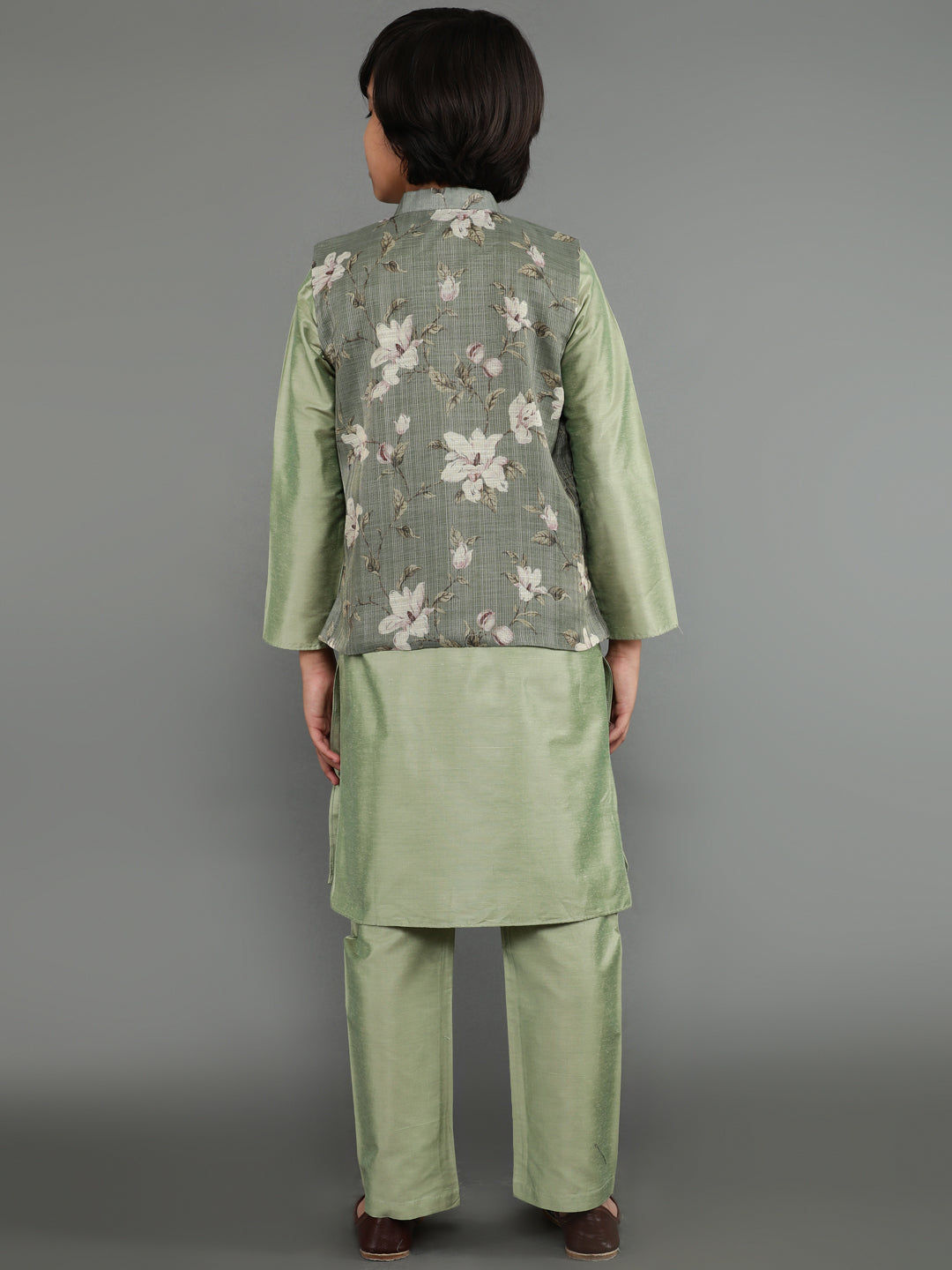 Pastel Green Kurta Pant With Nehru Jacket