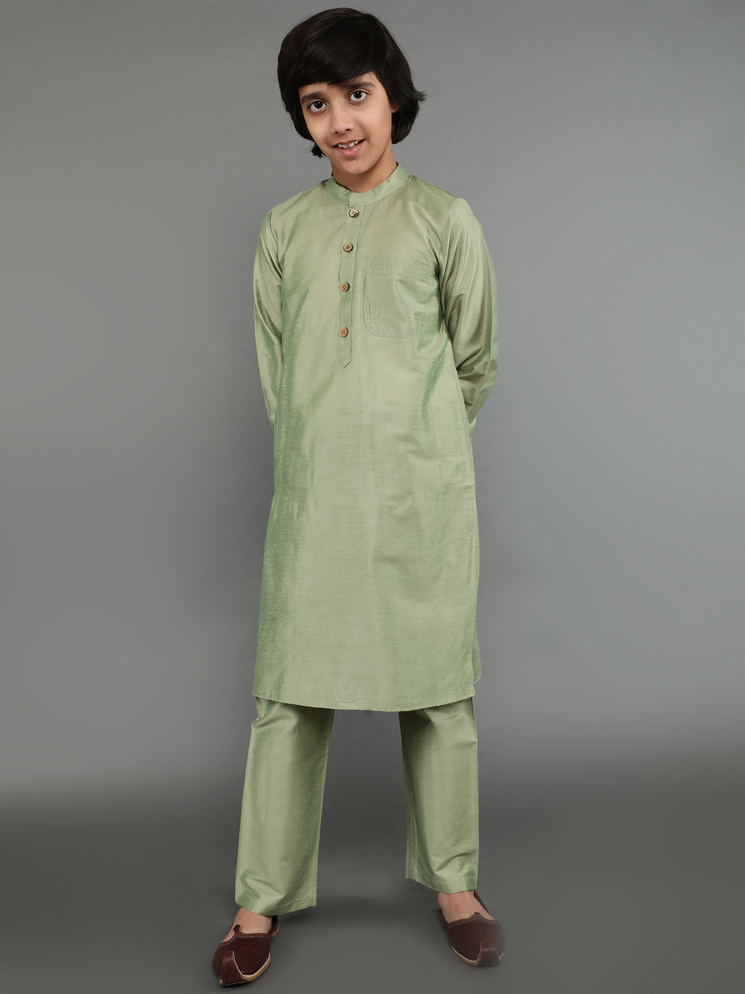 Pastel Green Kurta Pant With Nehru Jacket