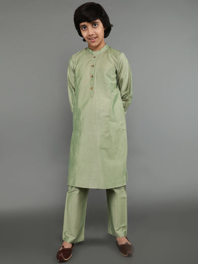 Pastel Green Kurta Pant With Nehru Jacket