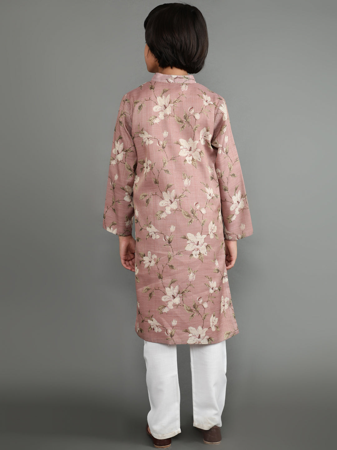 Mauve Floral Print Sherwani Kurta