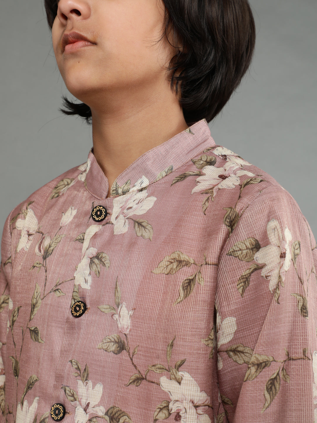 Mauve Floral Print Sherwani Kurta