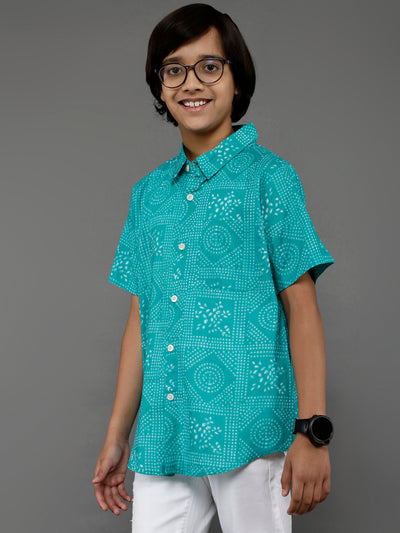 Blue Bandhani Print Shirt