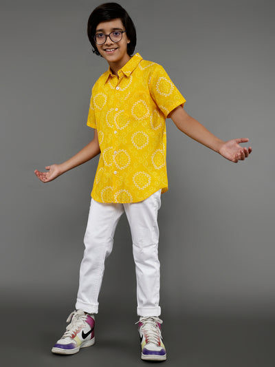 Yellow Bandhani Print Shirt