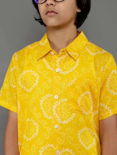 Yellow Bandhani Print Shirt