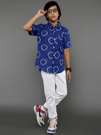 Blue Bandhani Print Shirt