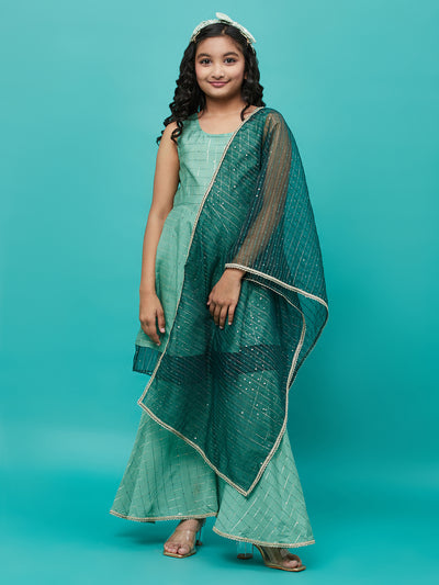 Green Sequin Kurta Sharara With Dupatta