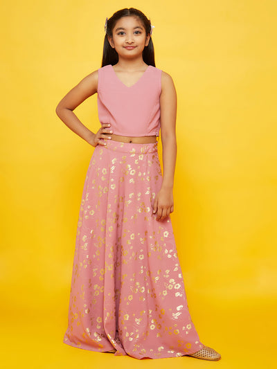 Pink Foil Printed Lehenga Choli