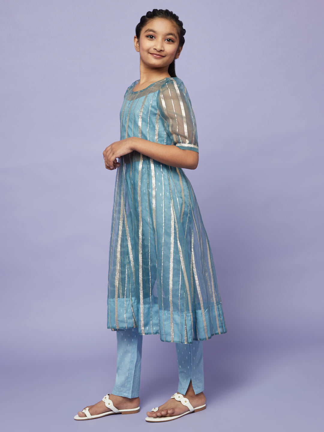 Blue Zari Work Anarkali With Pant