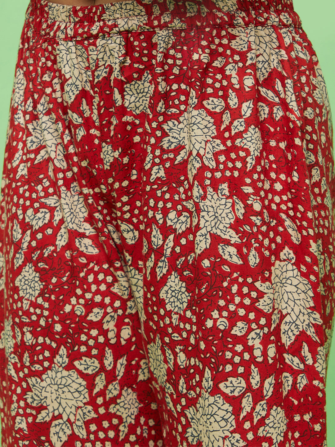 Red Floral Print Kurta Sharara With Dupatta
