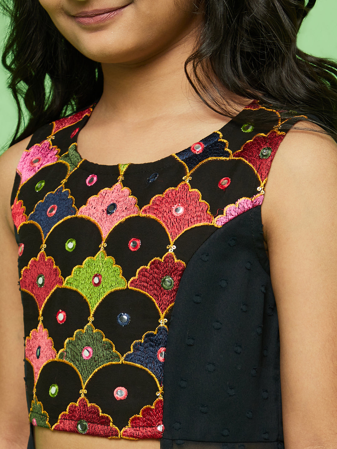 Black Embroidered Kurta With Sharara