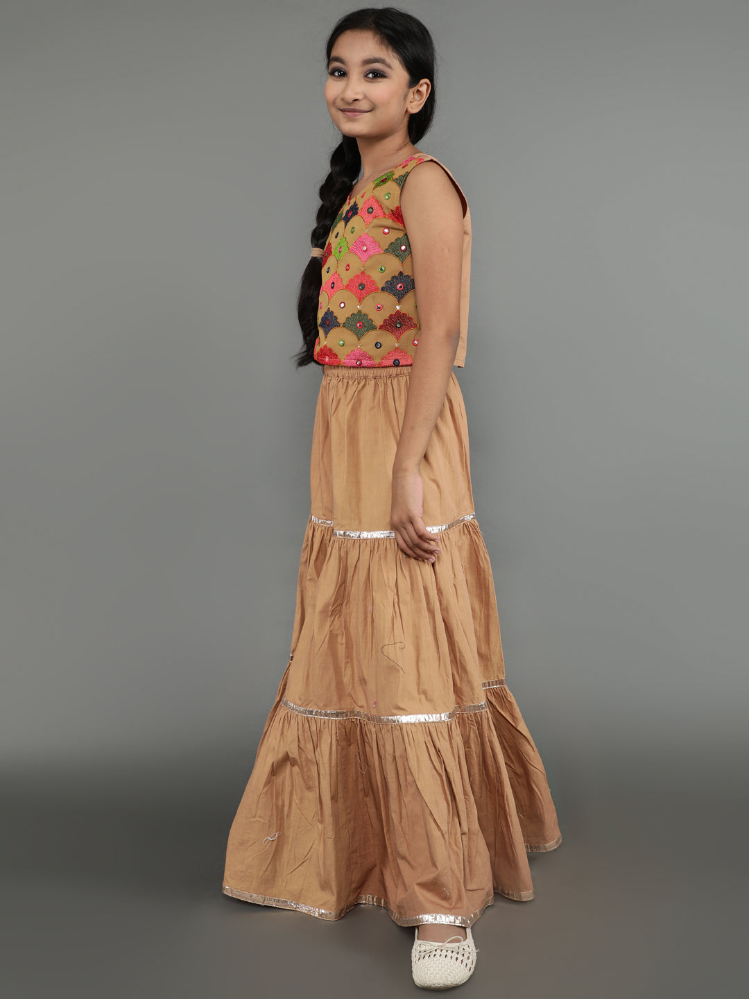 Beige Embroidered Lehenga Choli With Dupatta