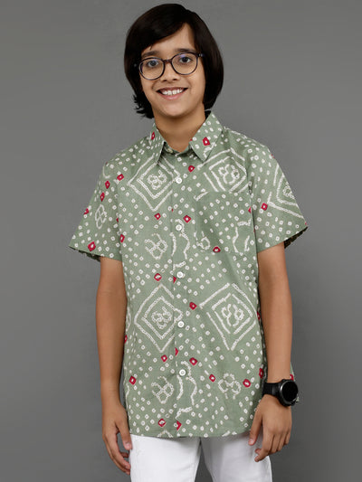 Pastel Green Bandhani Print Shirt