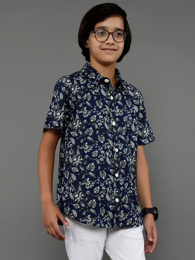 Navy Blue Printed Shirt