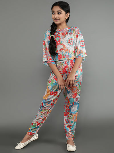 Multicolor Floral Print Top With Pant