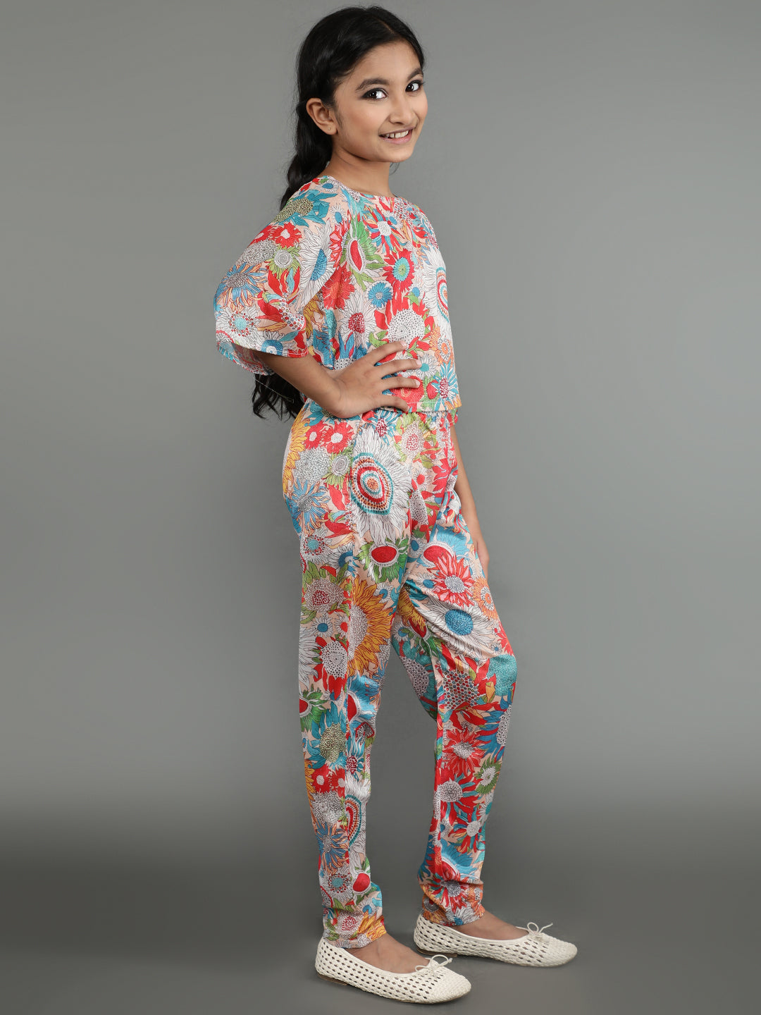 Multicolor Floral Print Top With Pant