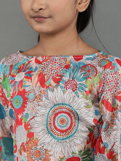 Multicolor Floral Print Top With Pant