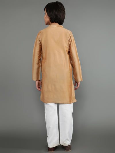 Beige Embroidered Straight Kurta