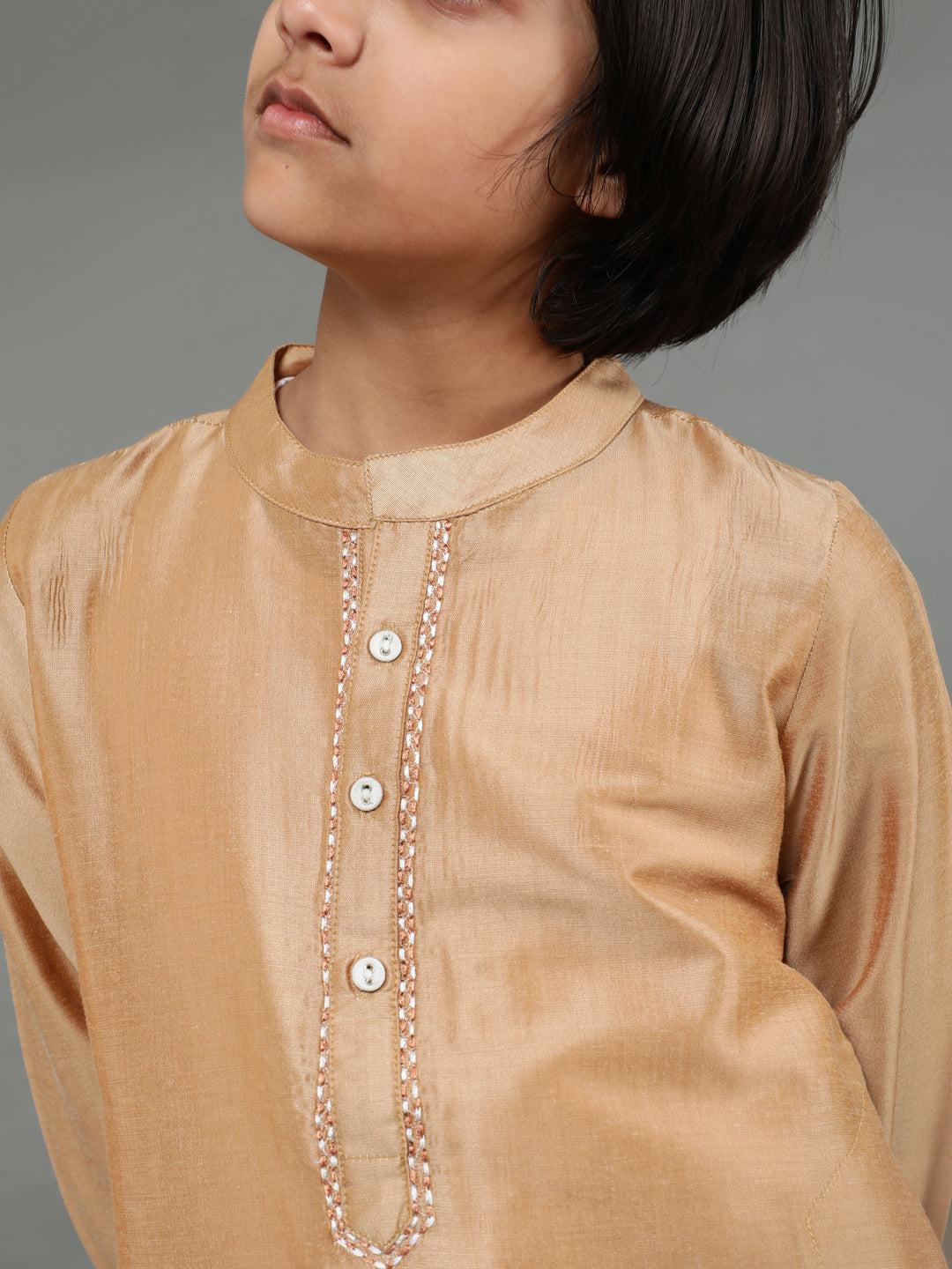 Beige Embroidered Straight Kurta