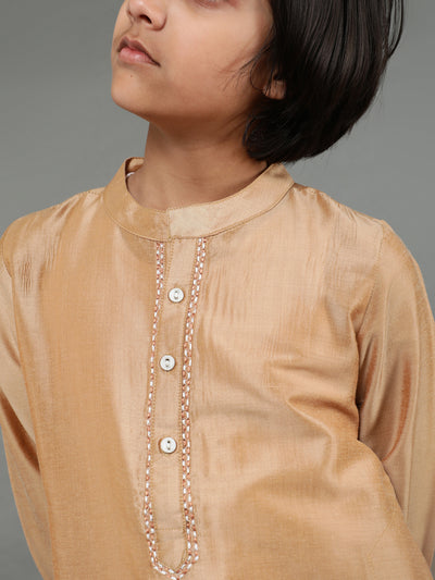 Beige Embroidered Straight Kurta